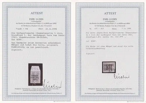 Zara: MiNr. P1-11, **, 5 Marken mit BPP Foto Attest