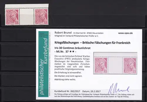 Contrefaçon britannique pour la France; Michel n° 37, ** intermédiaire