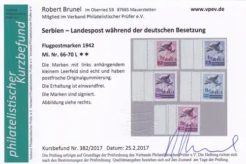 Serbie: timbres postaux numéro 66-70 L, **