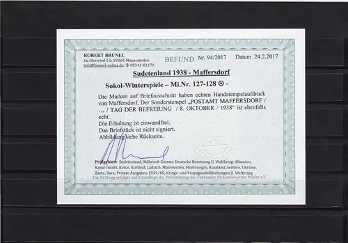 Sudetenland: Maffersdorf Mi Nr. 127-128, cacheté