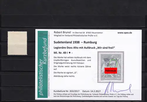 Sudetenland: Rumburg, MiNr. 49I, *