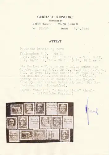 Zara: MiNr. 1-16, différents types, frais de port