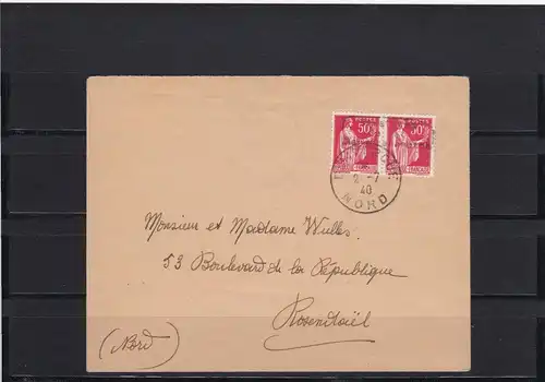 France: Min. 21 sur lettre en couple horizontal, porto-juste