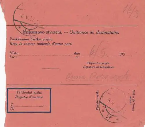 Tschecheslowakei: 1932: Paketkarte Prag nach Wien