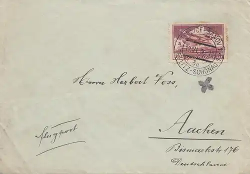 Tschecheslowakei: 1936: Brief Teplitz-Schönau- Flugpost