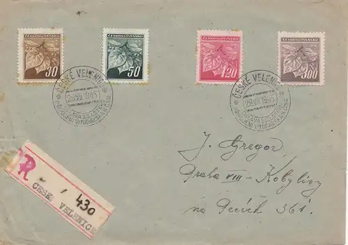 République tchèque: 1945: lettre recommandée Ceske Verlenice avec certificat de livraison