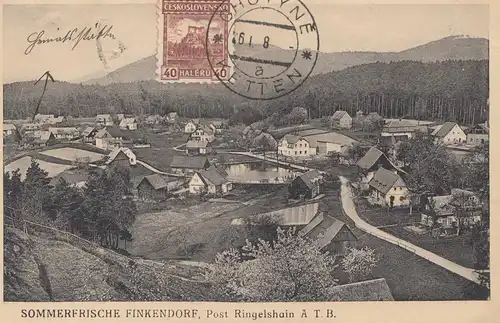 Tschecheslowakei: Ansichtskarte Finkendorf, Chotyne