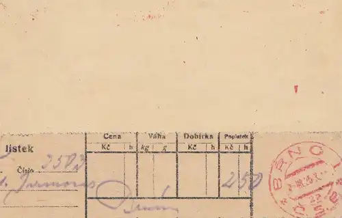 Tschecheslowakei: 1925: Ganzsache Einschreiben Brno