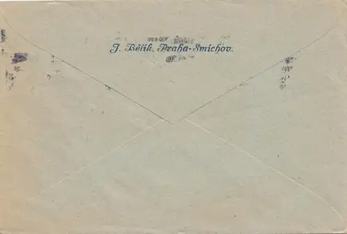 Tschecheslowakei: 1938: Brief aus Prag, Marke mit Teilzähnung