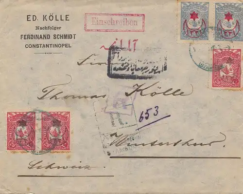 Türkei: 1916: Brief als Einscheiben von Konstantinopel nach Winterthur