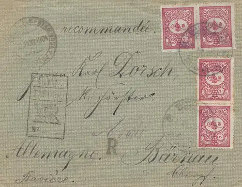 Turquie: 1904: Lettre recommandé par Weiden