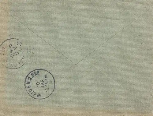 Turquie: 1904: Lettre recommandé par Weiden