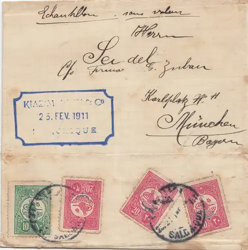 Türkei: 1911: Muster ohne Wert nach München
