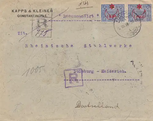 Türkei: 1915: Einschreiben Constantinople nach Duisburg