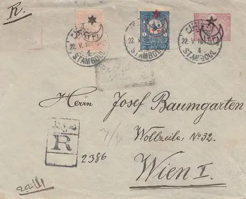 Türkei: 1916: Einschreiben Stamboul nach Wien