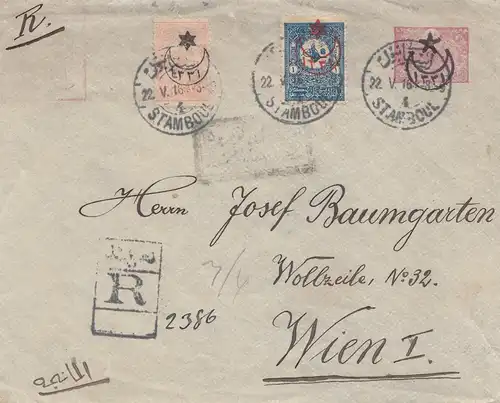 Turquie: 1916: Lettre recommandé Stamboul à Vienne