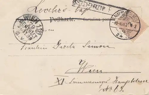 Hongrie: 1899: Carte postale avec chanson pour Vienne