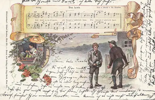 Hongrie: 1899: Carte postale avec chanson pour Vienne