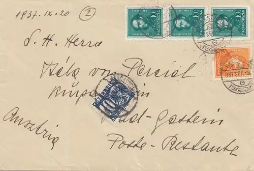 Ungarn: 1937: Brief nach Bad-Gastheim