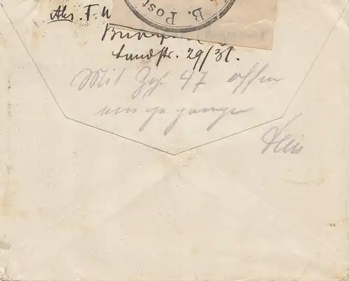 Hongrie: 1921: Lettre de Kitzingen, Bureau de poste Ouverture