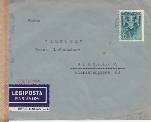 Hongrie: 1943: Lufpost vers Vienne, OCW Censuration