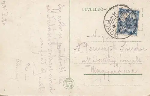 Hongrie: 1924: Carte de vue Paradfurdö