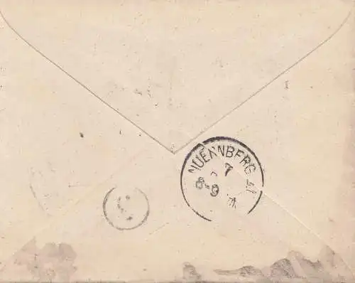 1899: Einschreiben Budapest nach Nürnberg