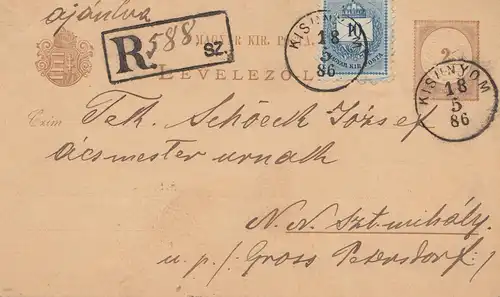 Ungarn: 1886: Ganzsache Einschreiben Kisnnyom 