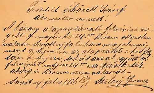 Ungarn: 1886: Ganzsache Einschreiben Kisnnyom 