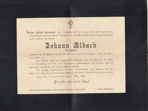 Hongrie: 1910 Lettre de deuil à Vienne