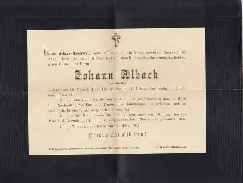 Ungarn: 1910 Trauerbrief nach Wien