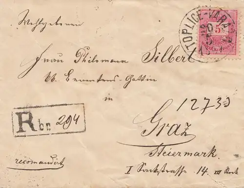 Hongrie: 1887: Inscription Toplice vers Graz