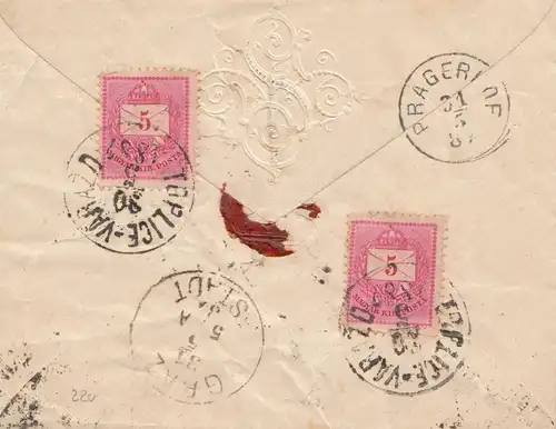 Hongrie: 1887: Inscription Toplice vers Graz