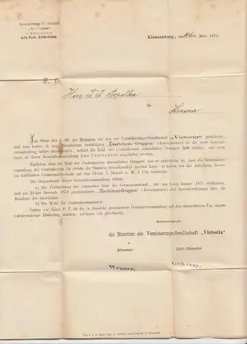 Hongrie: 1873 Klausenburg vers Moravie