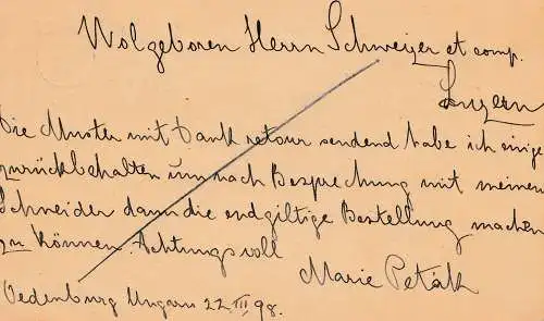 Ungarn: 1898: Soproh nach Luzern