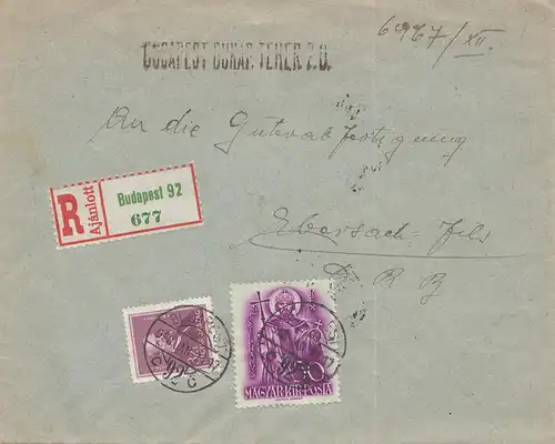 Hongrie: 1938: Inscription Budapest vers Ebersbach/Fils