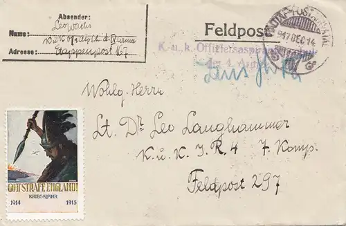 Hongrie: 1917: Poste de campagne; Vignette: Dieu punira l'Angleterre