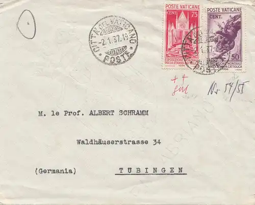 Vatican: 1937: Lettre à Tübingen