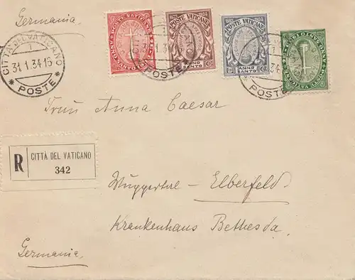 Vatikan: 1934: Einschreiben nach Elberfeld