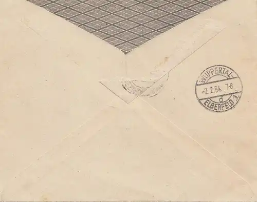Vatican: 1934: Lettre recommandé à Elberfeld