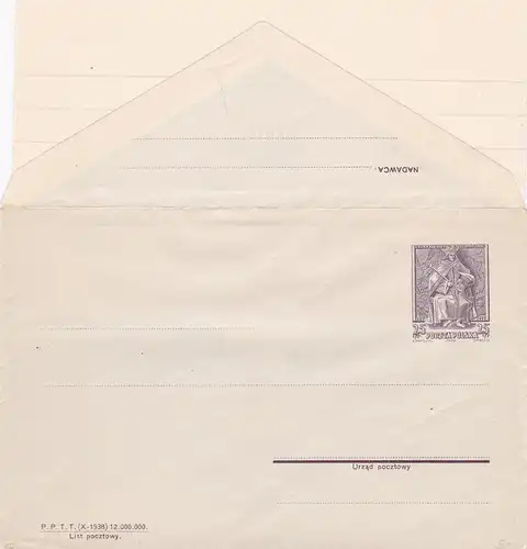 GG: Ganzsachenumschlag U1 mit Briefbogen -Ur-Umschlag