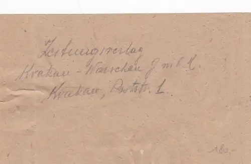 GG: Tampon sans expéditeur AFS: Cracovie Zeitung, Streifband, 5 journaux, lourd