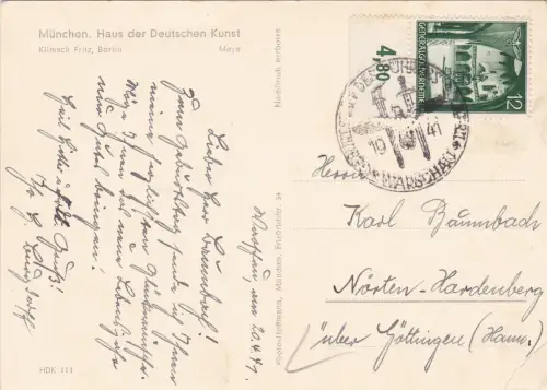 GG: Ak Maison de l'art, timbre spécial 1941, anniversaire, Photo Hoffmann