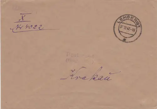 GG: Postsache Lemberg nach Krakau