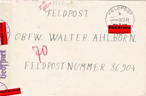 GG: Lettre de Gand au FPn° 36904, Censure OKW