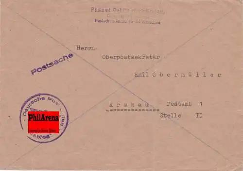 GG: Postsache Postamt Dabien nach Krakau