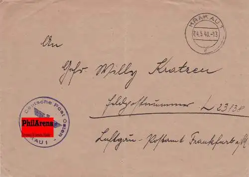 GG: Postsache Krakau 1 and PF Nr. 23138