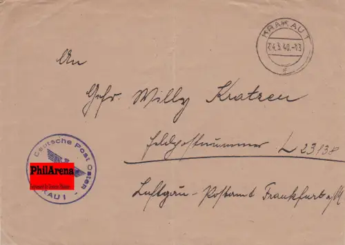 GG: Postsache Krakau 1 and PF Nr. 23138