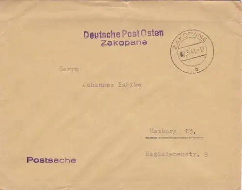 GG: Postsache Postamt Zakopane nach Hamburg