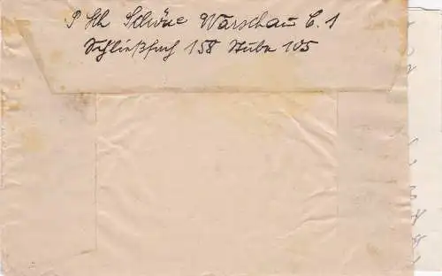 GG: Cadeaux postaux L'utilisation de la protection postale orientale de Varsovie avec contenu de lettre